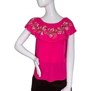 Davi & Dani Embroiled Top Pink Size S